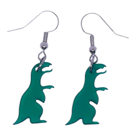 Handmade‎ green dinosaur earrings - Picture 1 of 2